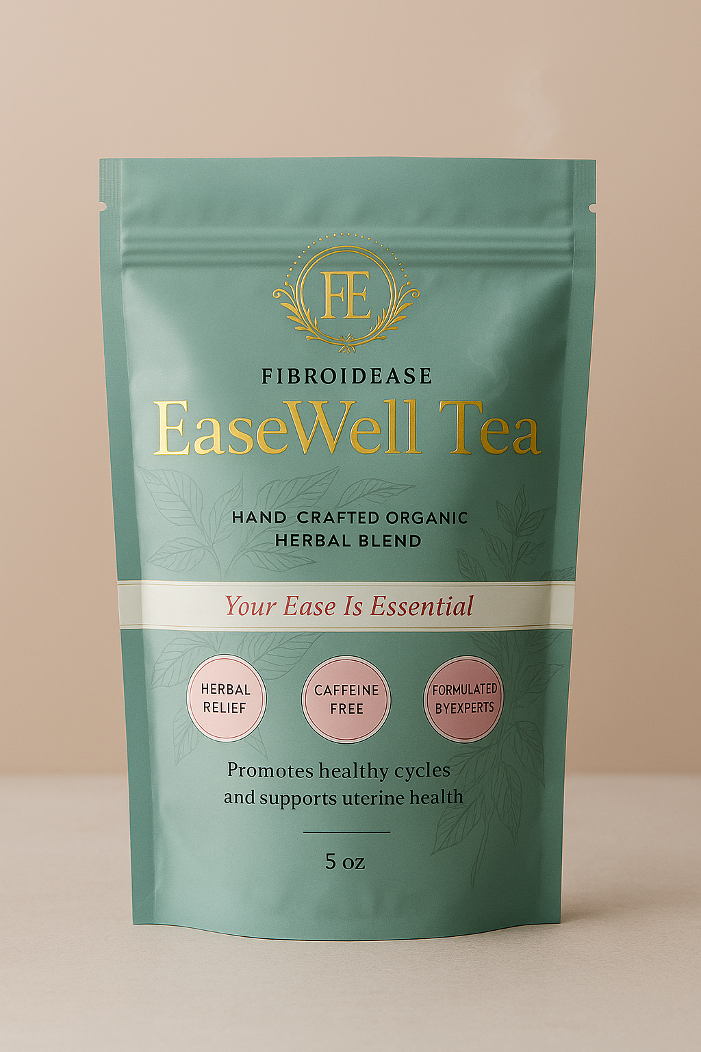 FiberDose EaseWell Tea package on a beige background